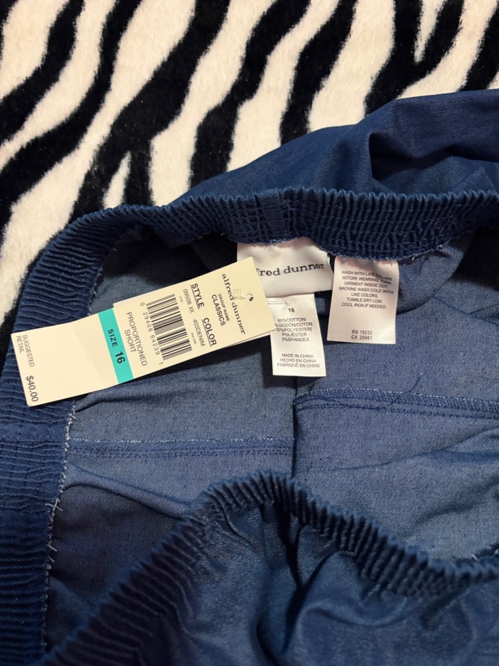 Alfred Dunner Blue Elastic Waist Trousers